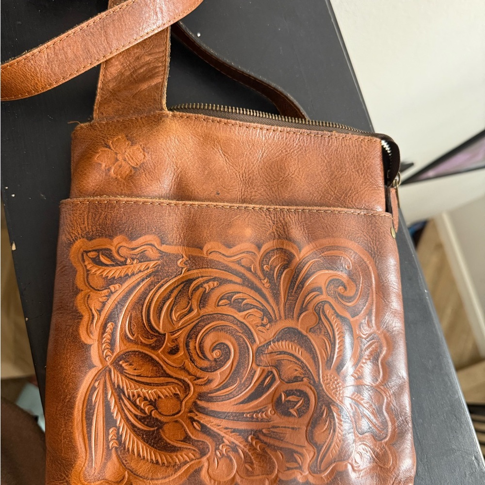 Patricia Nash Brown Leather Crossbody Bag